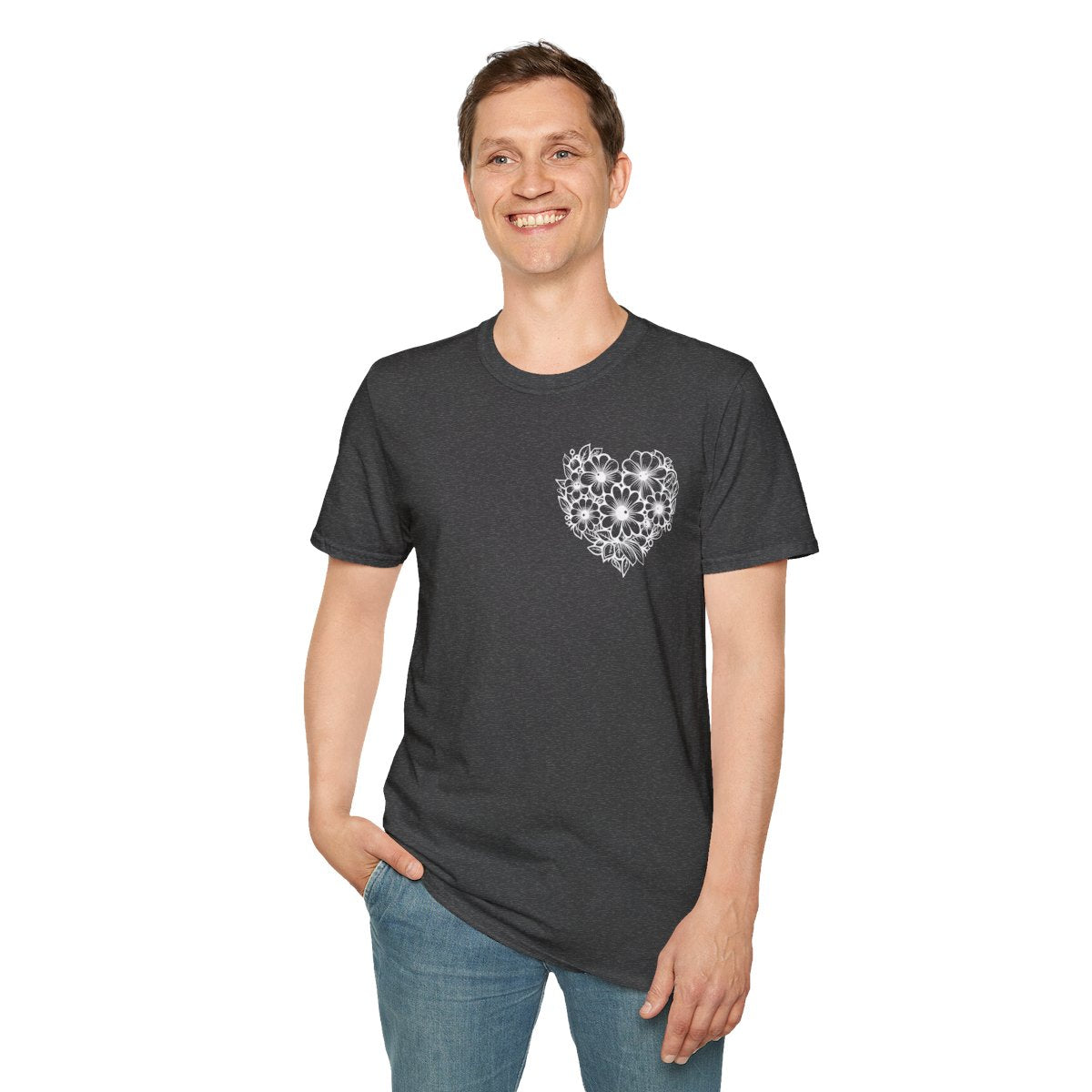 Bloom Kindly Floral Heart T-Shirt – Daisy Line Art
