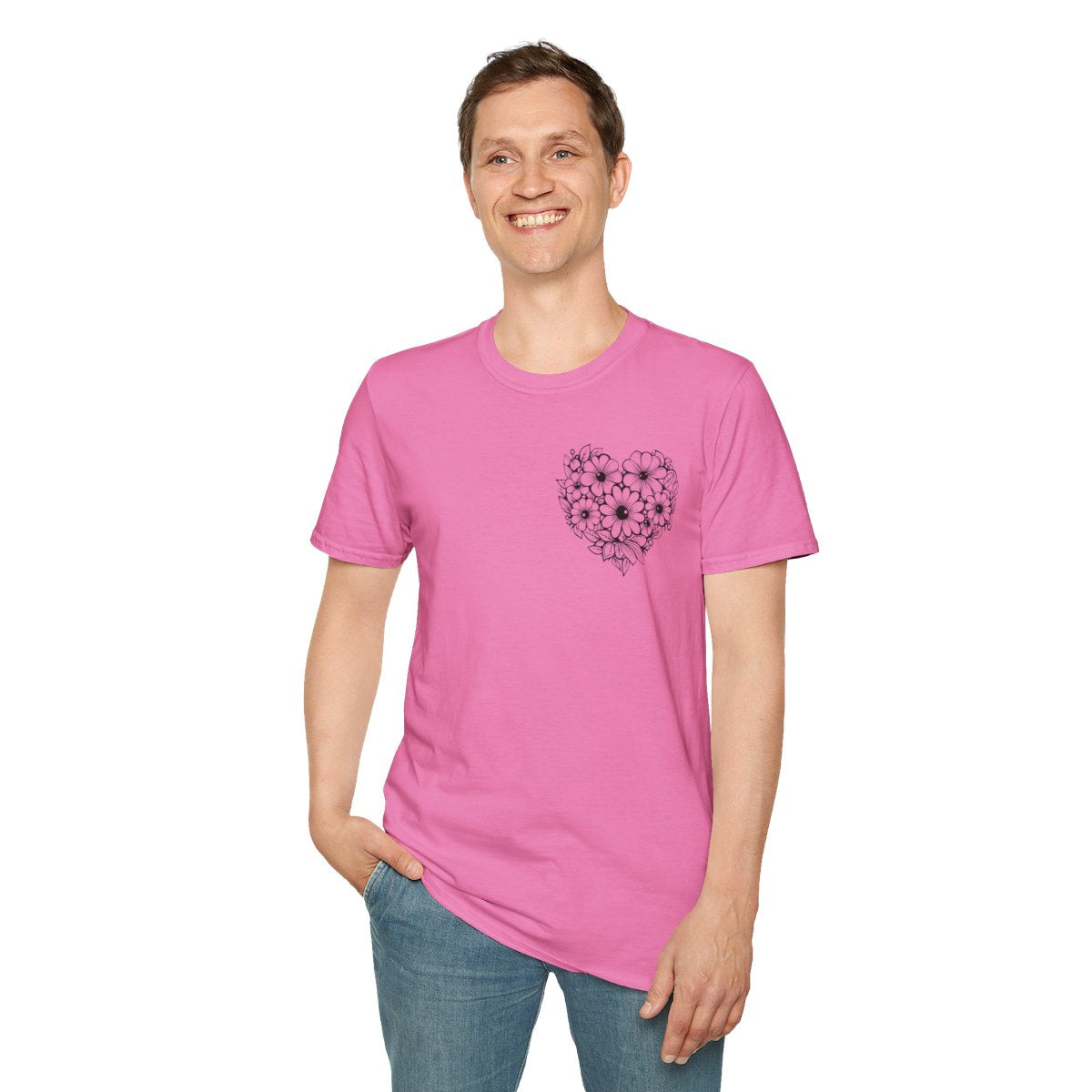 Bloom Kindly Floral Heart T-Shirt – Daisy Line Art
