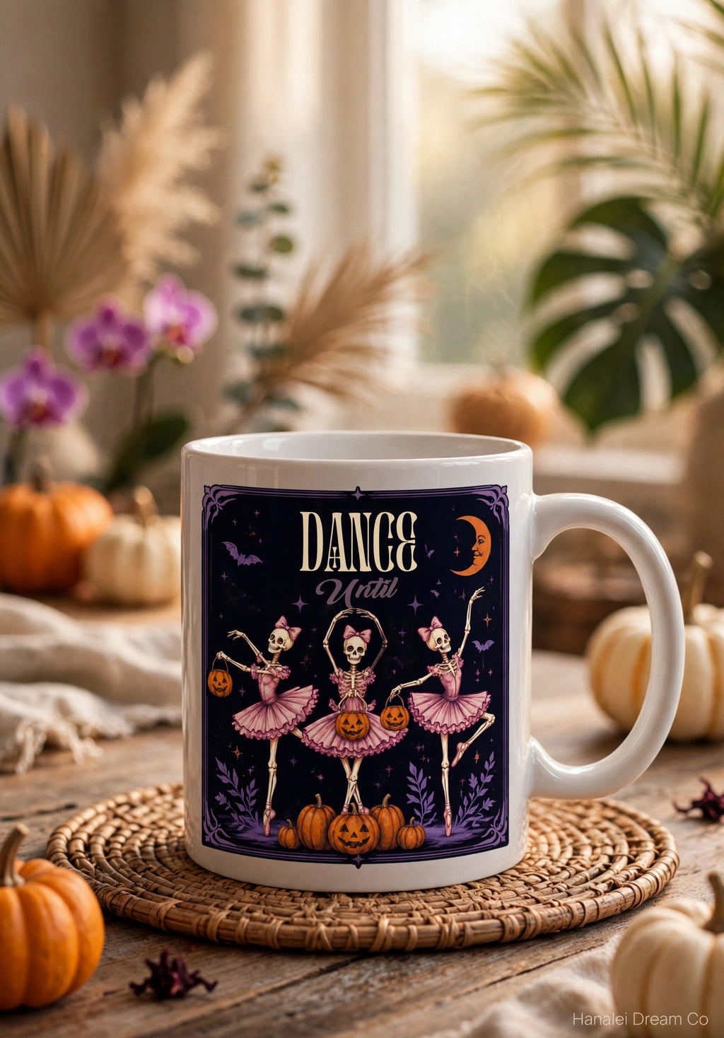 Dance Until Midnight Halloween Mug – Ballerina Skeletons