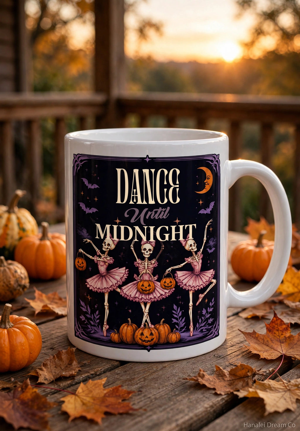 Dance Until Midnight Halloween Mug – Ballerina Skeletons