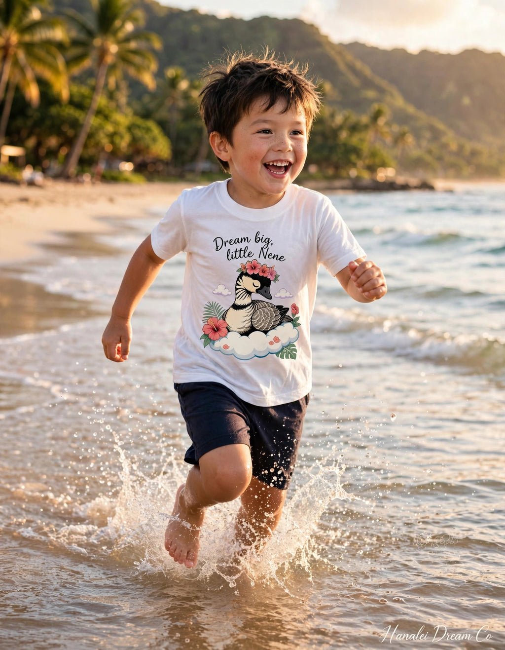 Kids Tee — “Dream Big Little Nēnē” Hawaiian Goose Graphic