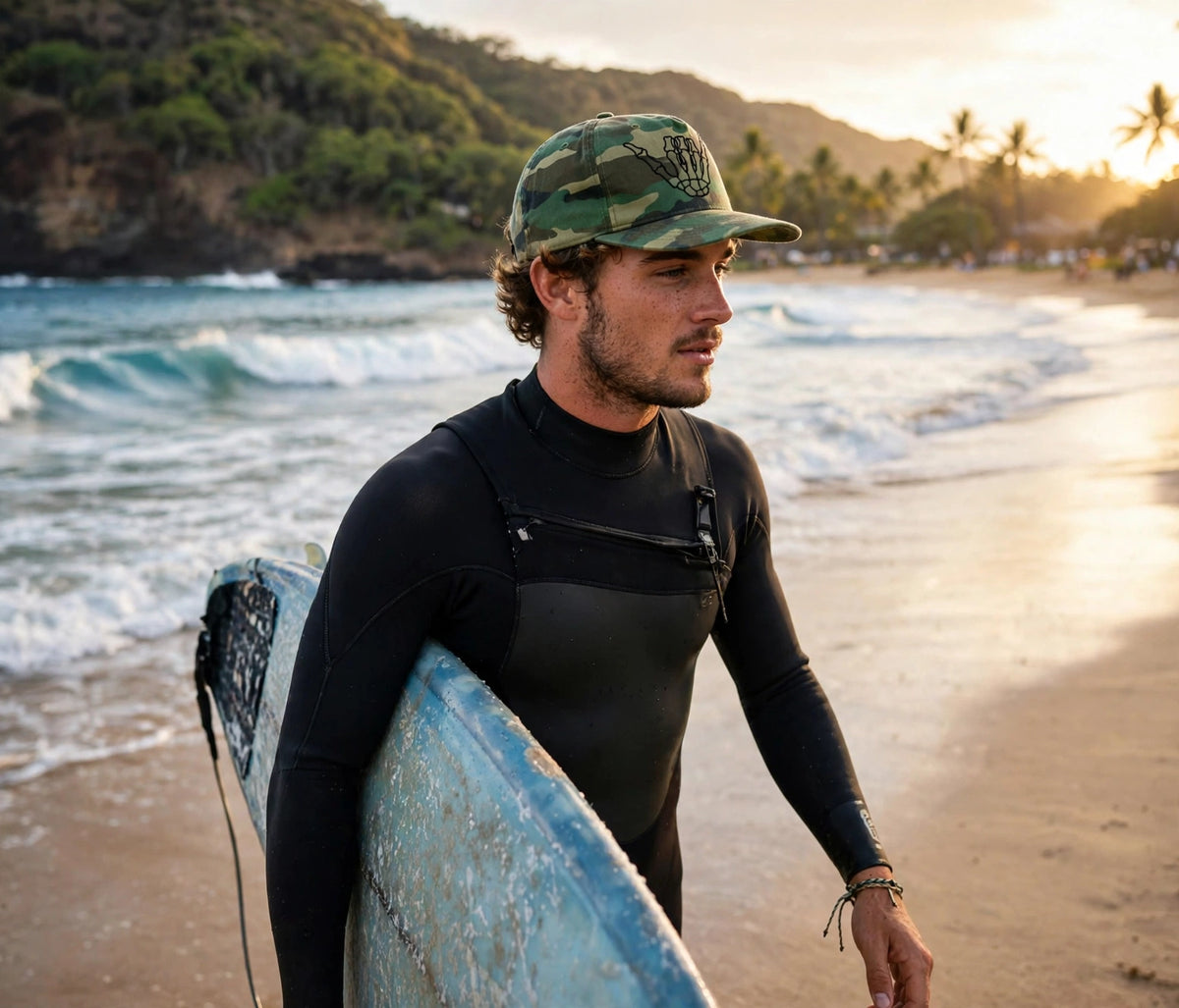 Aloha Always Dad Cap — Hawaiian Skeleton Shaka Hat
