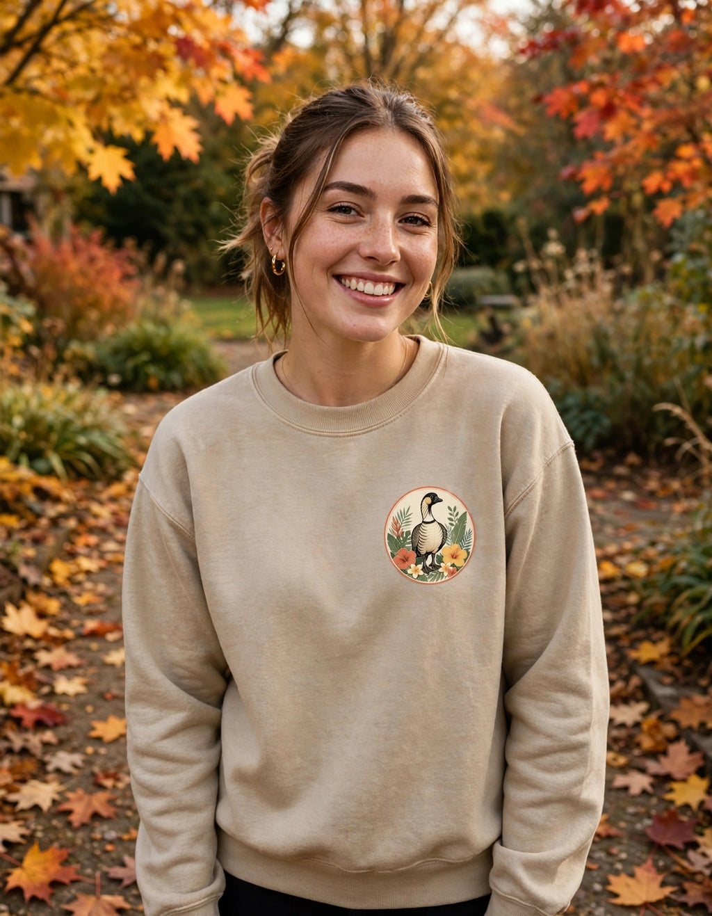 Vintage Goose Floral Crewneck – “Chaos Persists” Design