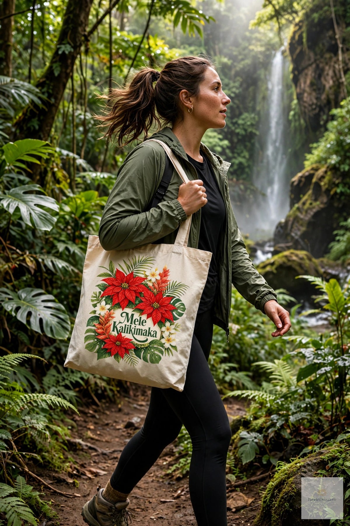 mele kalikimaka floral tote bag product photo