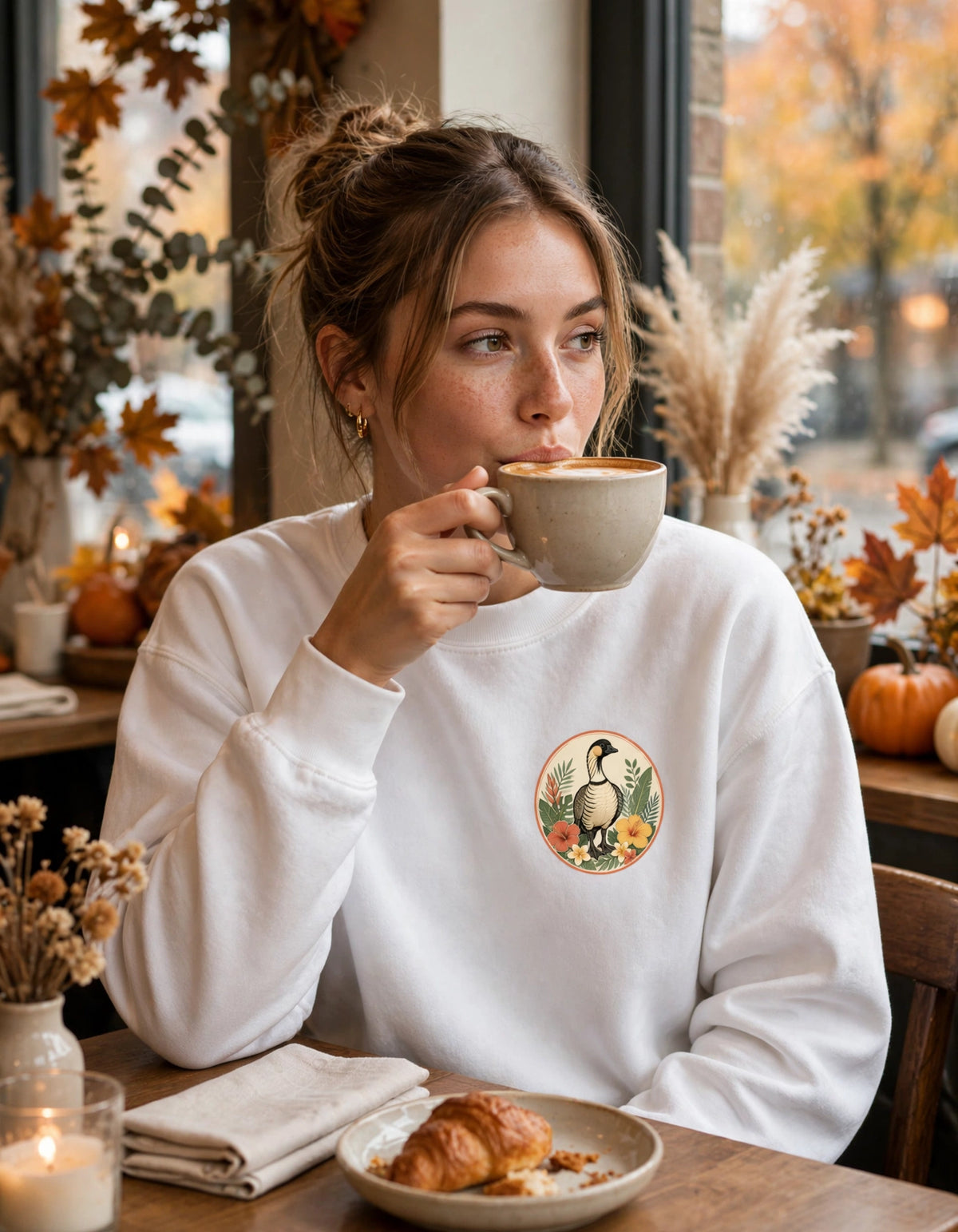 Vintage Goose Floral Crewneck – “Chaos Persists” Design
