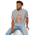 Man sitting wearing the sport grey Soft Heart Sharp Claws crab tee