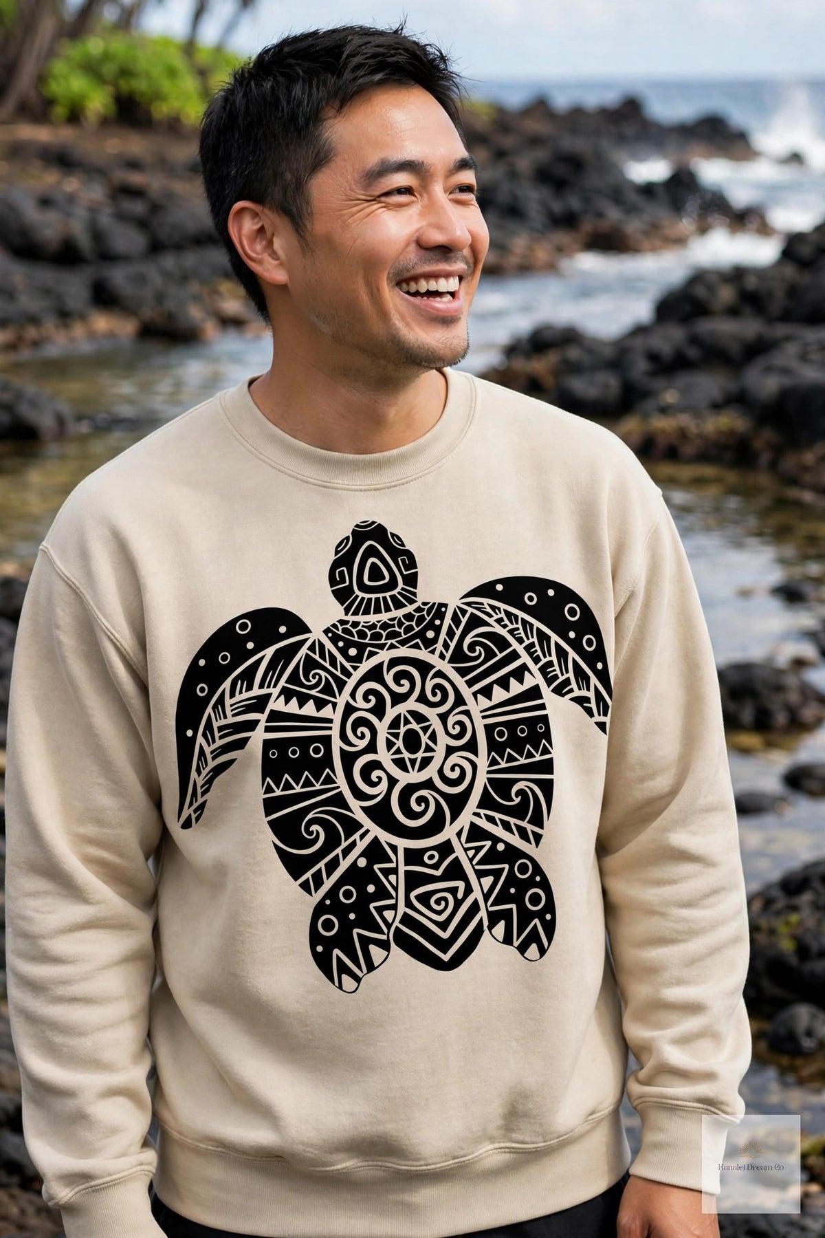Turtle Crewneck Sweatshirt — "Let the Tide Lead" Coastal Graphic