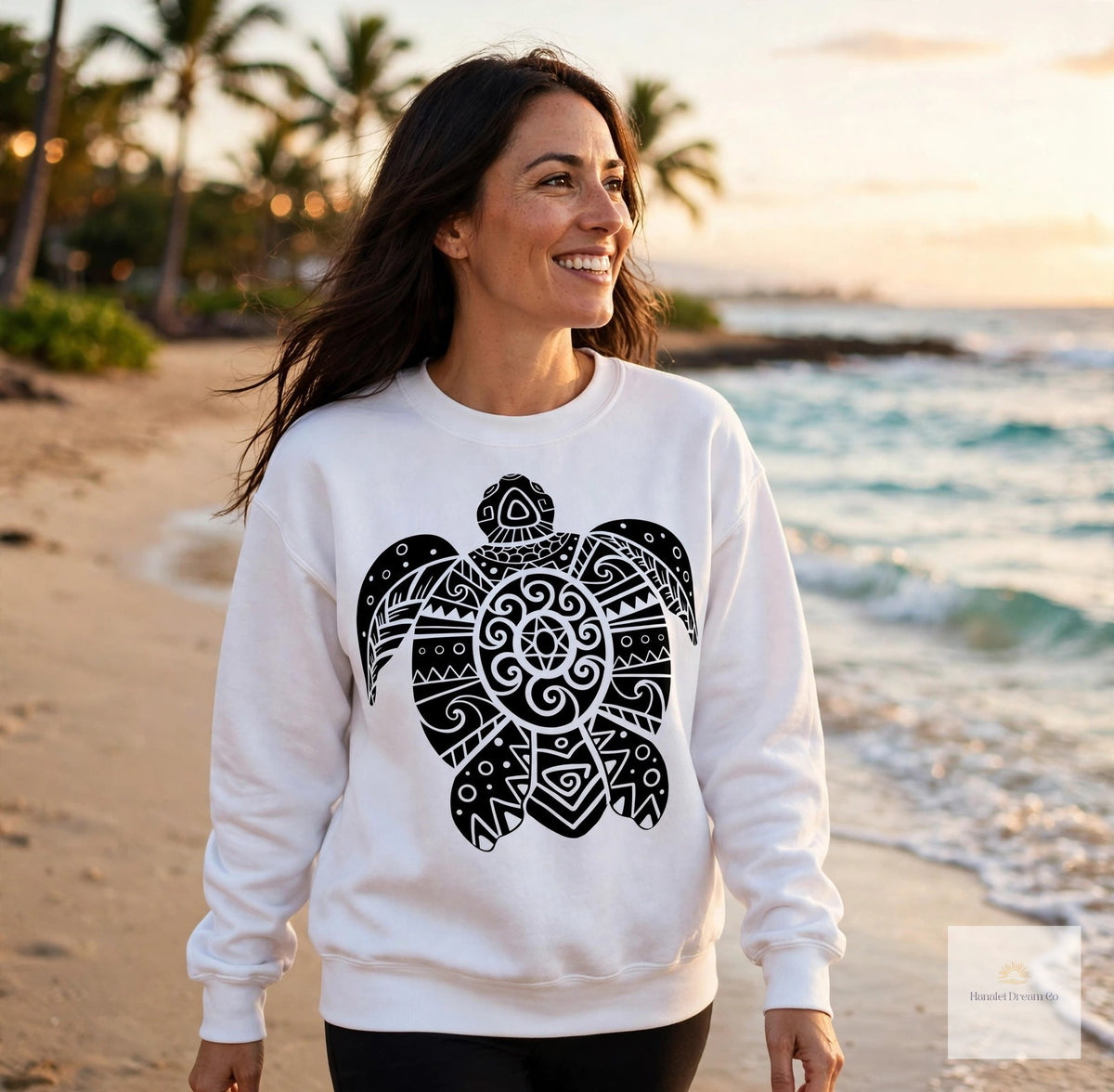 Turtle Crewneck Sweatshirt — "Let the Tide Lead" Coastal Graphic